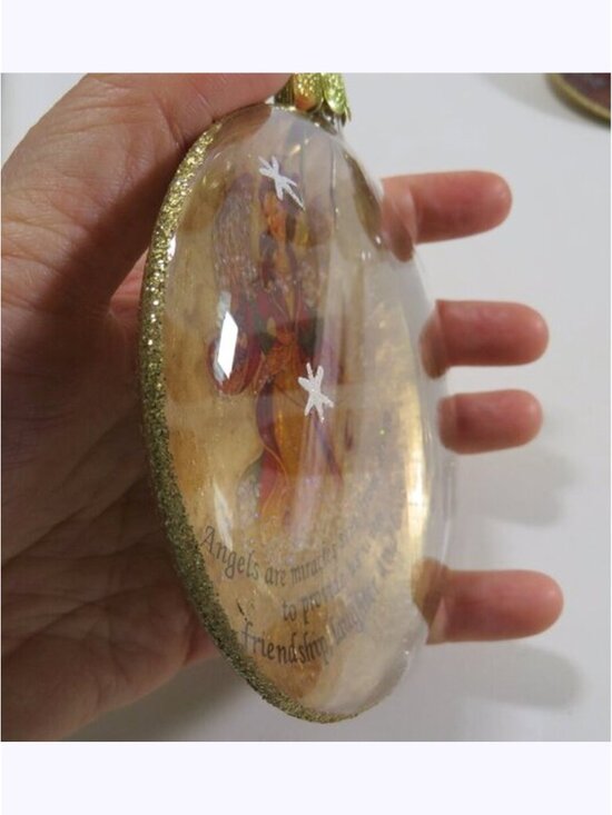 Large (3) Glass Angel Christmas Ornaments Inspirational Sayings 4" - Picture 3 of 9